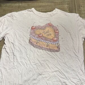 American Eagle Outfitters Light Pink Cake Graphic Tee